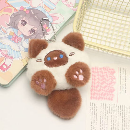 Llavero decorativo con colgante de gato de cola larga de peluche de dibujos animados