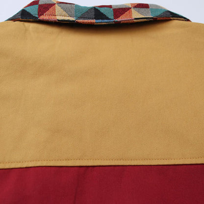 Chaqueta americana retro bonita y holgada con cuello de polo