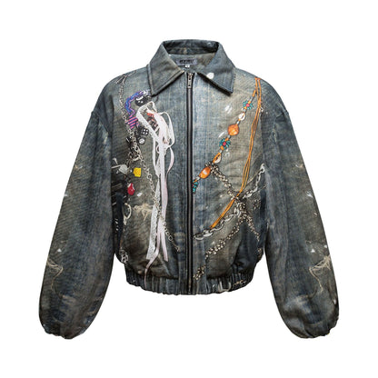 Chaqueta acolchada de algodón corta y ancha, estilo retro americano para hombre
