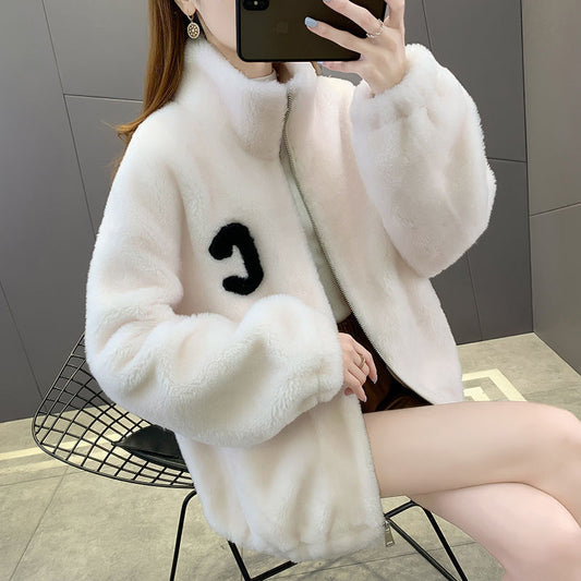 Fleece Lined Padded Warm Keeping Polar Fleece Cardigan Coat Outerwear