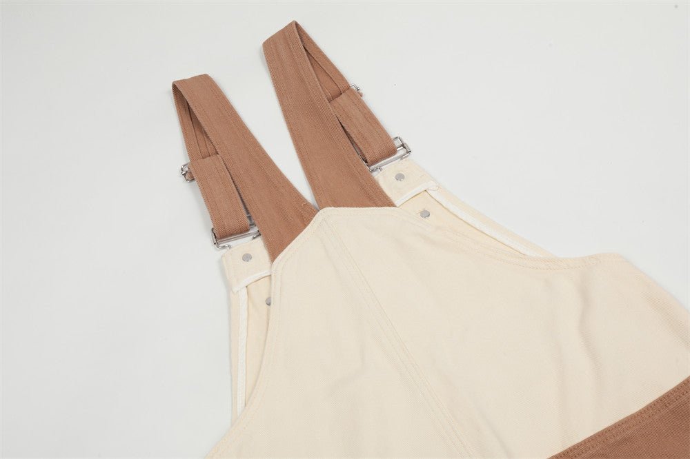 American Retro Embroidered Denim Suspender Pants Men - BAGMODA