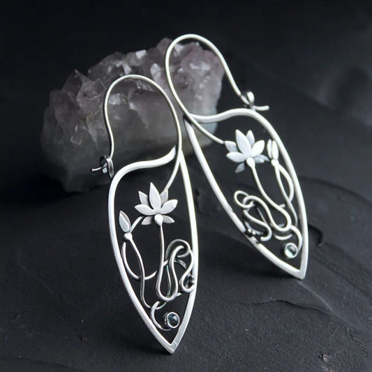 Rhinestone Women's Elegant Lotus Vine Temperament Earrings