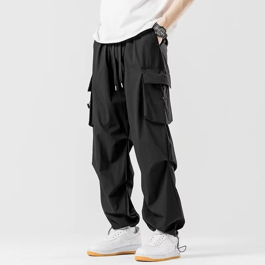 Loose Straight Cargo Pants Wide - leg Pants Men - BAGMODA