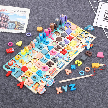 Juguetes educativos Montessori de madera para niños, tablero de matemáticas, pesca, juguetes Montessori educativos para niños de 1, 2 y 3 años. 