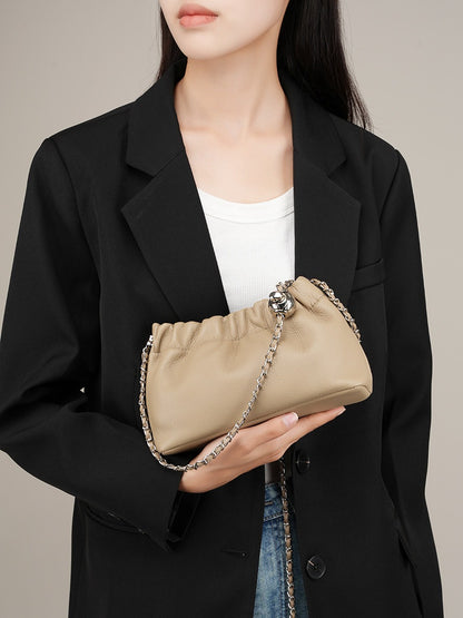 Cloud Pleated Cowhide Leather Bag - BAGMODA