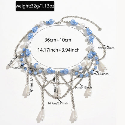 Collar colgante de cadena larga para clavícula para mujer
