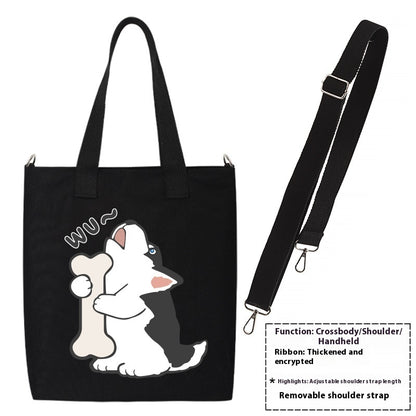 Shiba Inu Male And Female Shoulder Bag Canvas Large Capacity