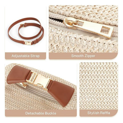 Bolso de hombro informal de paja combinable