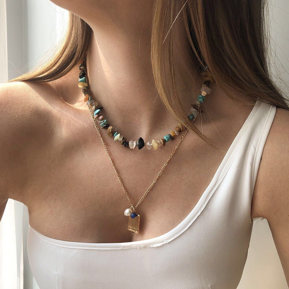 Vacation Style Color Crystal Necklace For Women