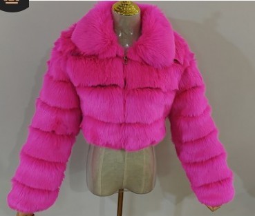 Chaqueta ligera de lujo para mujer con solapa de imitación de piel de zorro y manga larga con costuras