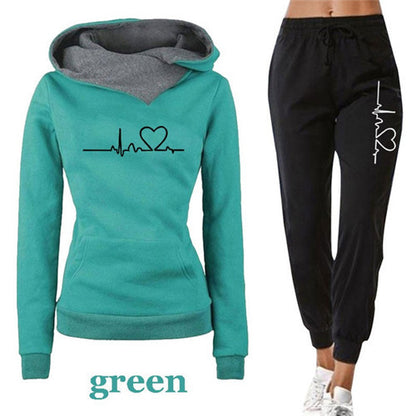 Frauen Trainingsanzug Pullover Hoodies und Schwarze Hosen Herbst