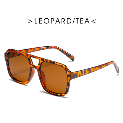 Gafas de sol cuadradas de doble haz con personalidad retro para hombres y mujeres