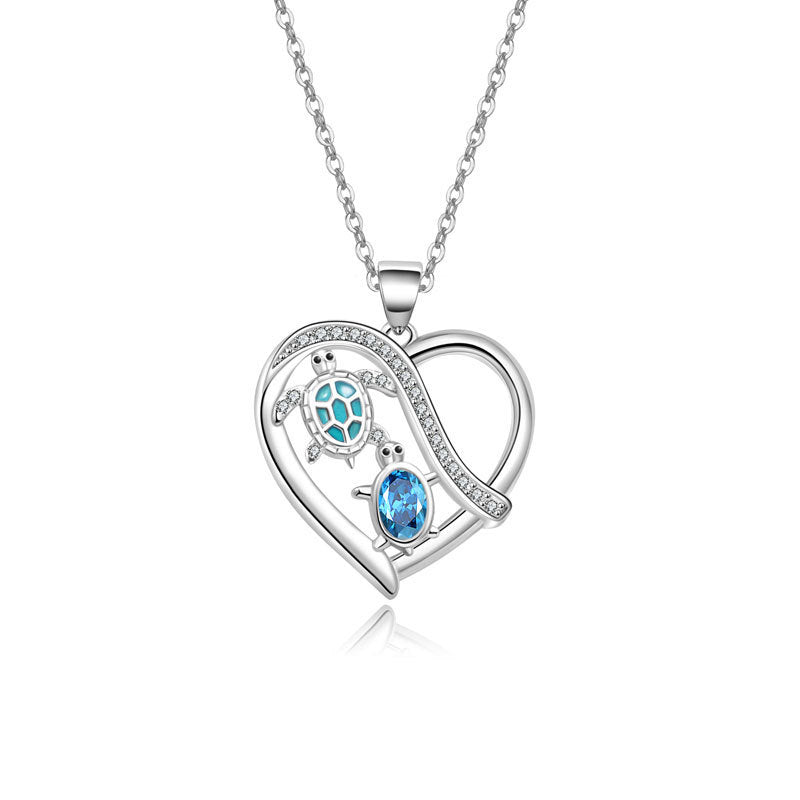 Love Turtle Animal Light Luxury Temperament Gorgeous Full Diamond Necklace
