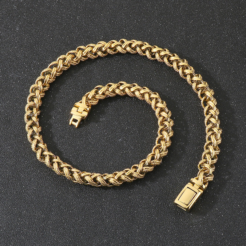 Keel Chain Necklace Vintage Antique Silver Twist Men's Titanium Steel Necklace