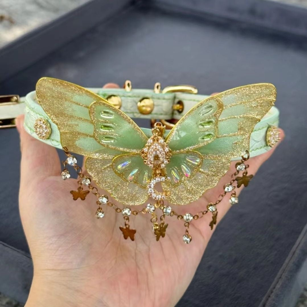 French Sweet Green Butterfly Necklace For Women