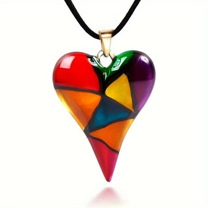 Collar con colgante de corazón de oro de colores