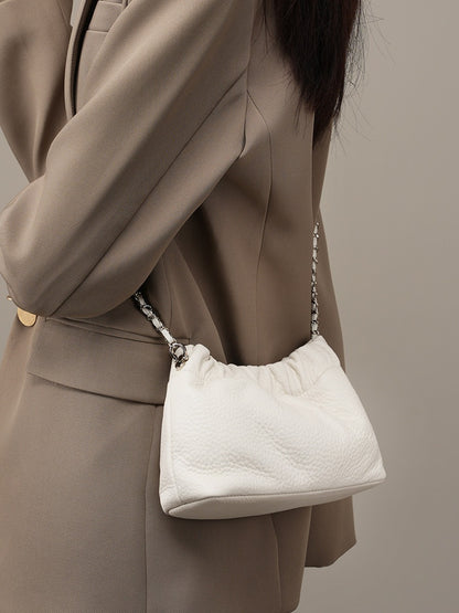 Cloud Pleated Cowhide Leather Bag - BAGMODA
