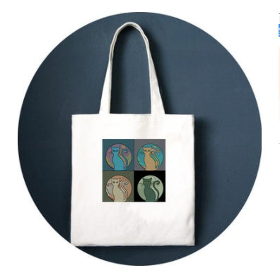 All-match literary canvas bag shoulder letter printing shopping bag