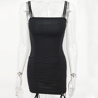 Articat - Vestido de verano sexy con tirantes finos y espalda descubierta para mujer, vestido de fiesta ajustado sin tirantes y minivestido para club
