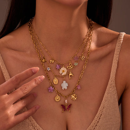 Collar de acero inoxidable con colgante estilo océano para mujer