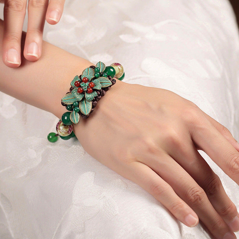 Green Yunnan Ethnic Style Bracelet With Retro Style For Women