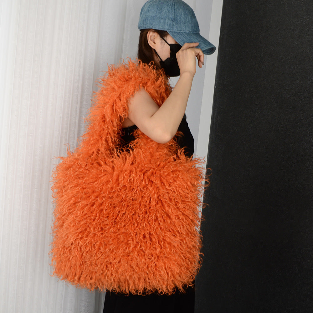 Faux Fur Beach Wool Plush Bag