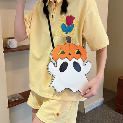 Bolsos de hombro de Halloween con diseño creativo de calabaza fantasma en 3D, bonitos bolsos para mujer, monederos para teléfono móvil, bolsos cruzados de dulces personalizados novedosos.