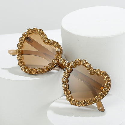 Modische All-Match-Sonnenbrille mit Pfirsichherz für Damen