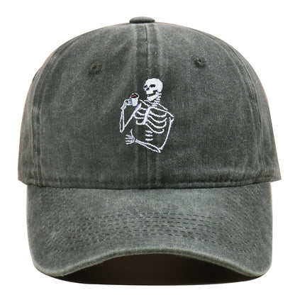 Totenkopf Tee Stickerei Baseball Vintage Distressed Waschmütze