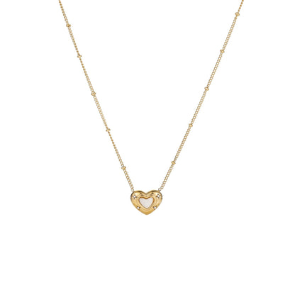 Collar de acero de titanio con colgante de piedra natural en forma de corazón de amor con diseño de moda