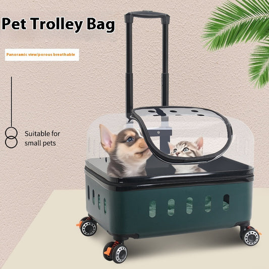 Cat Bag Pet Trolley Bag Outdoor Portable Universal Wheel Breathable Pull Rod Pet Box Large Capacity