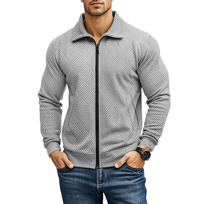 Herren Freizeitjacke Einfarbiger Waffel-Umlegekragenmantel