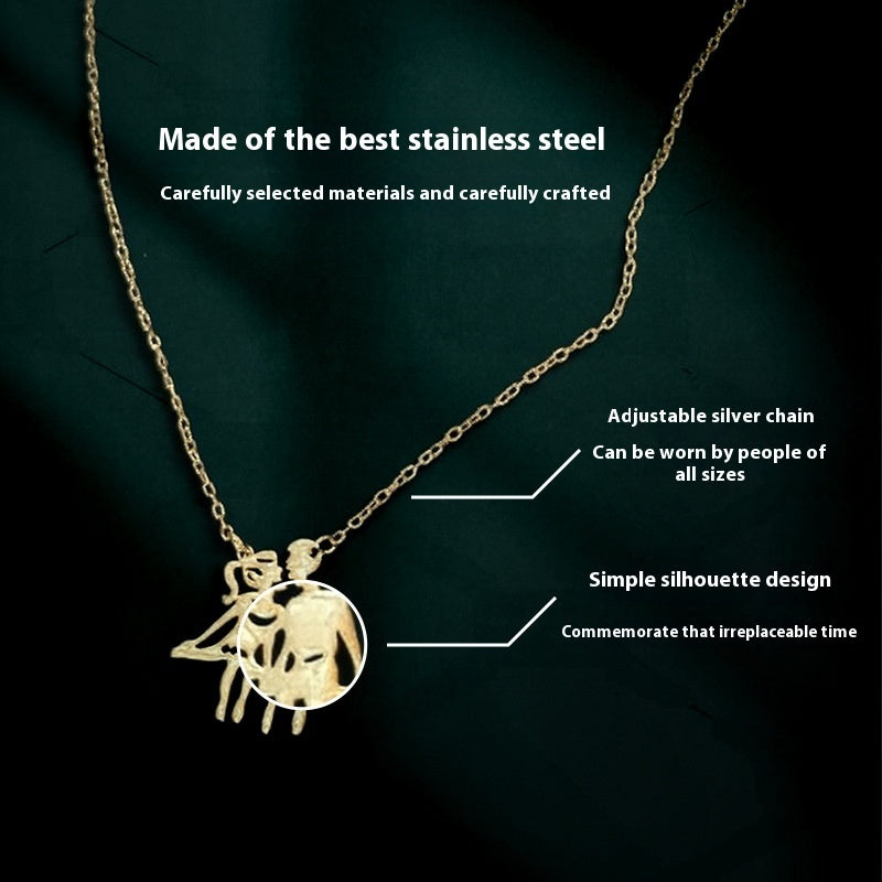 Mode Edelstahl 18K Gold Männer Und Frauen Paar Ins Stil Halskette