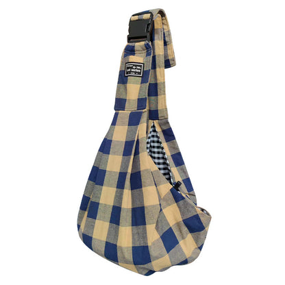 Bolso de hombro con hebilla ajustable y correa de cuadros rojos y negros para mascotas