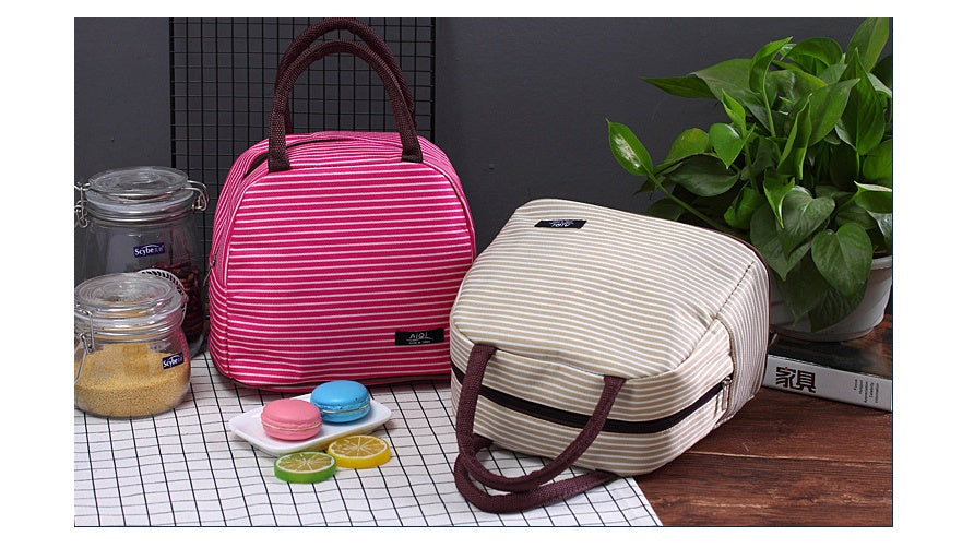 New Oxford cloth striped large insulation lunch bag portable breast milk preservation package insulation camping lunch box package wholesale