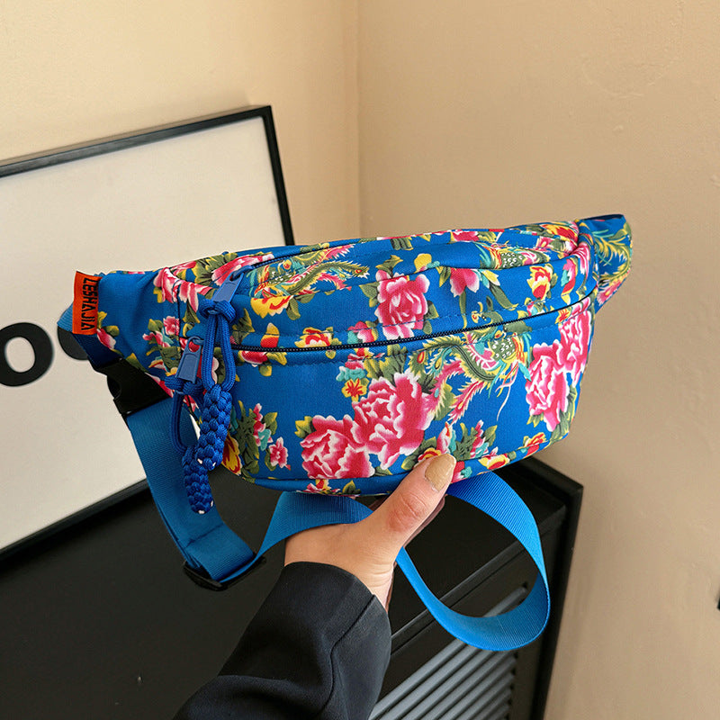 Big Flower Western Style All-matching Waist Bag