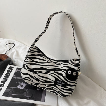 B&W Canvas Hobo Bag - BAGMODA