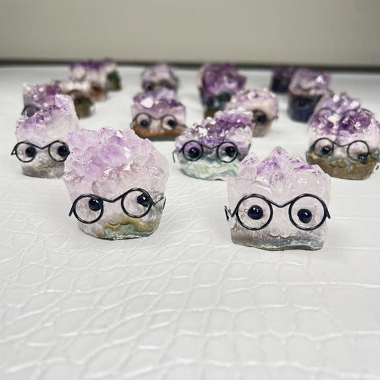 Crystal Stone Cutting Wear Glasses Cute Pet Hedgehog Crafts Ornaments