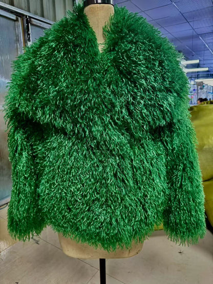 Abrigo de piel de zorro de moda, suave y esponjoso, ropa de mujer