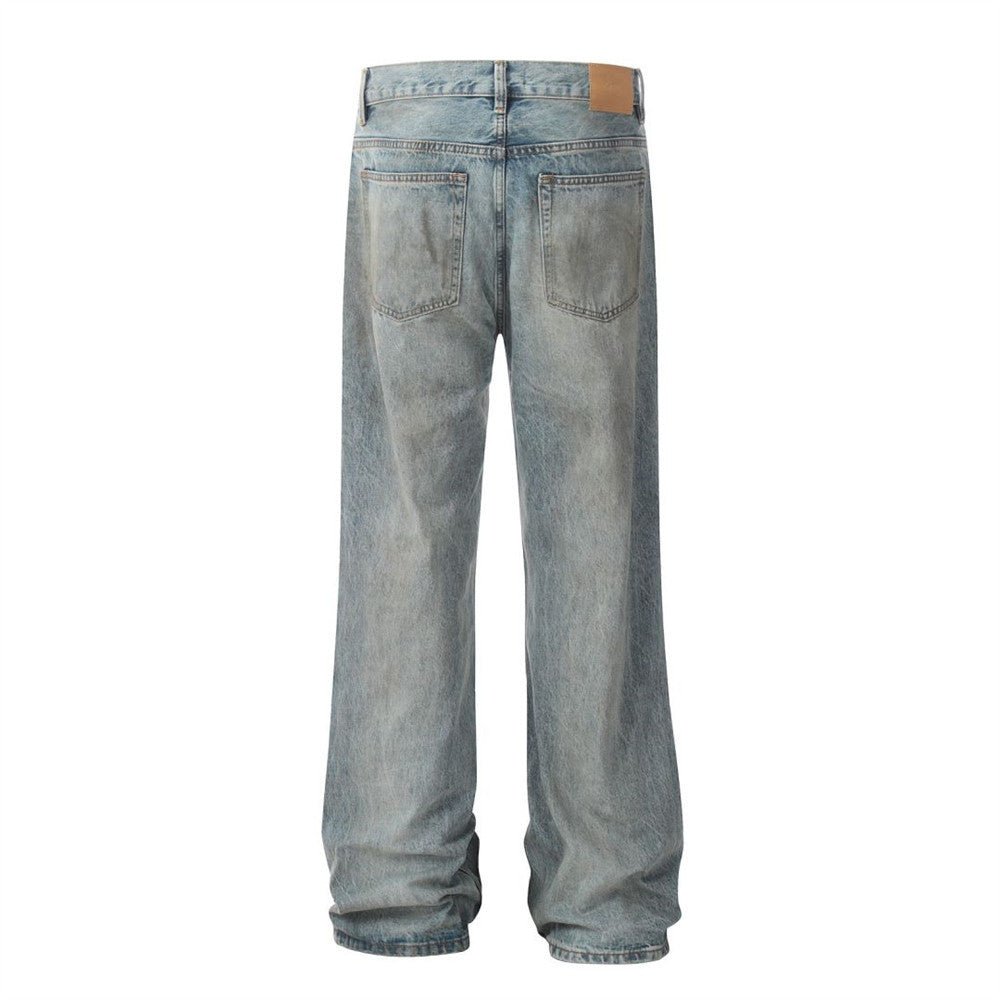Ripped Dirty Denim Baggy Pants Men - BAGMODA