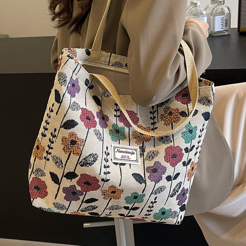 Schulterhandtasche aus Canvas mit großem Fassungsvermögen