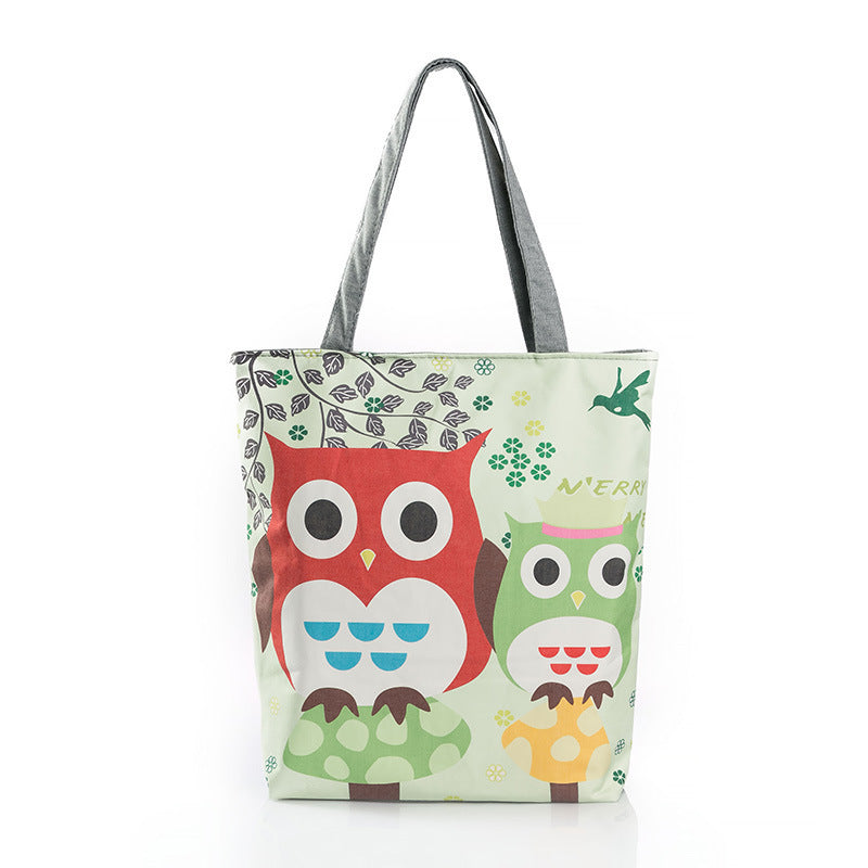 Owl print canvas bag