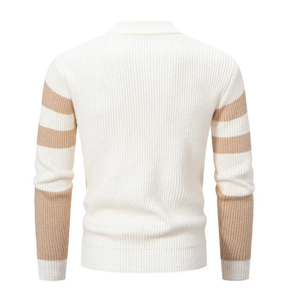 Men's Knitwear Fashion Colorblock Korean Style Mock Neck Sweater Bottoming Shirt Sweater Fashion