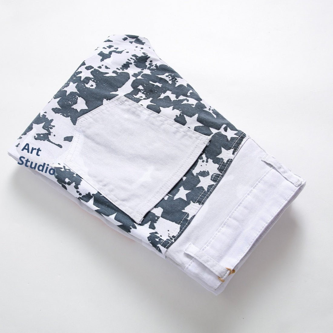 Printed Jeans High Elastic Slim Fit Men Plus Size Pants - BAGMODA