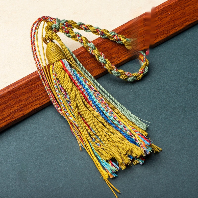 Tibetan Style Hand-made Cotton Threads Woven Tassel Hand Piece Rope Crafts Beeswax Car Ornaments