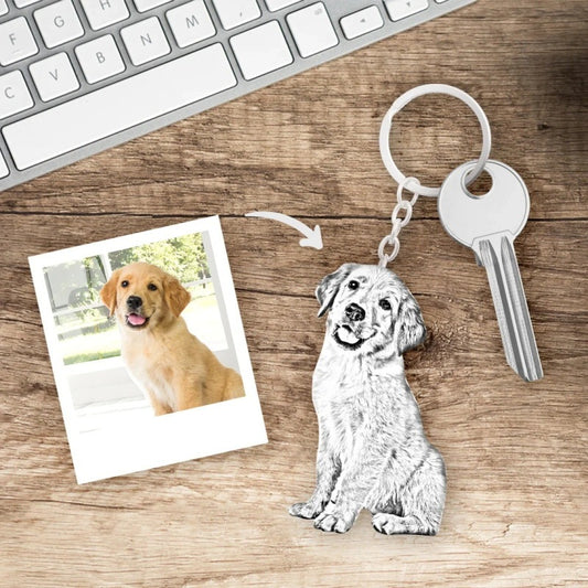 Pet Keychain Stainless Steel Material Heart Wings Dog Cat Commemorative Gift