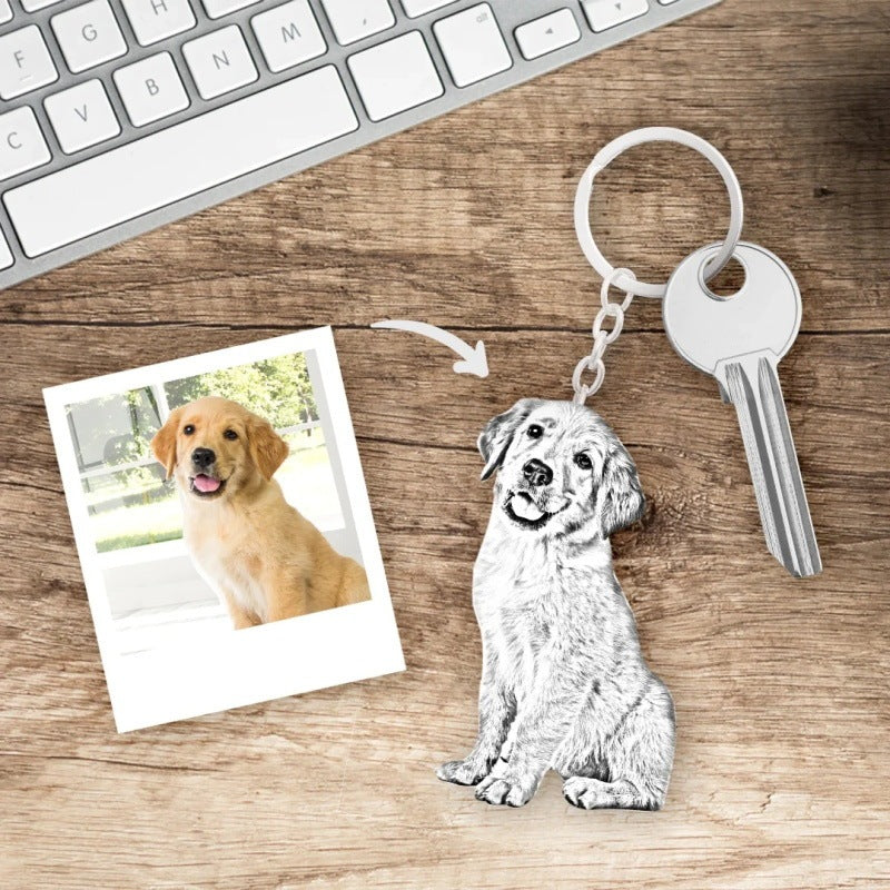 Pet Keychain Stainless Steel Material Heart Wings Dog Cat Commemorative Gift
