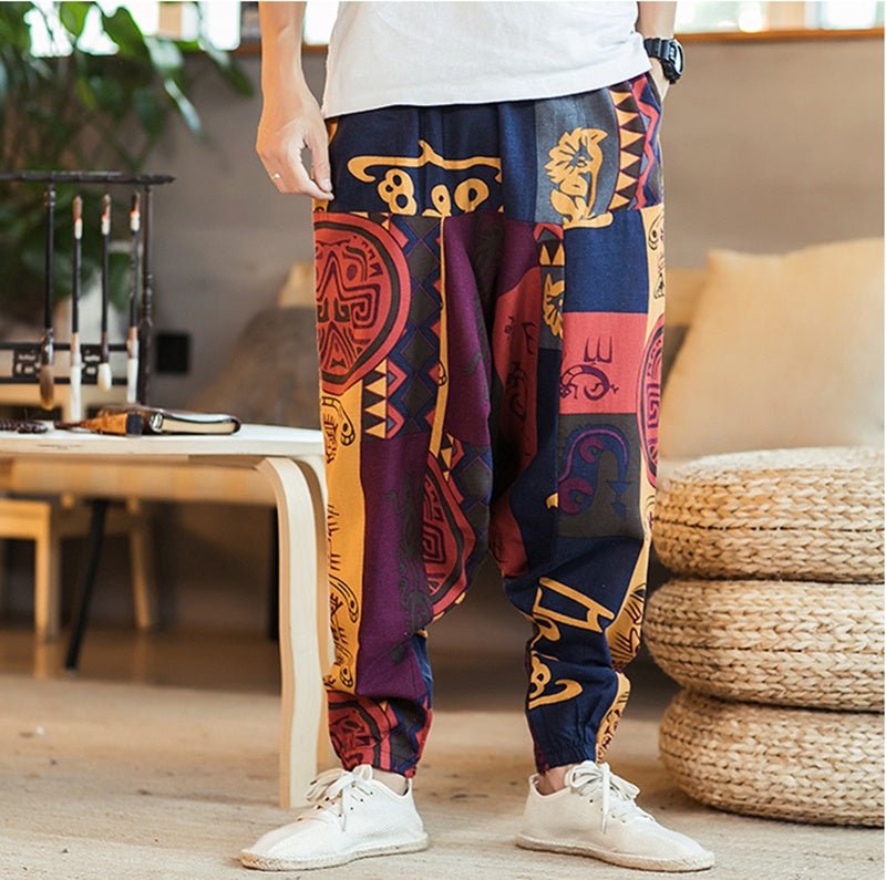 Chinese Style Printed Casual Pants Men Loose - BAGMODA