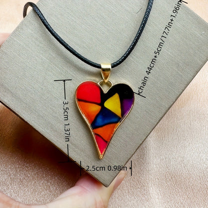 Collar con colgante de corazón de oro de colores
