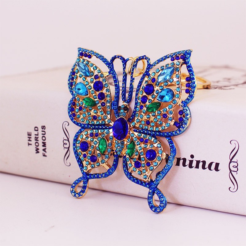 Metal Rhinestone Butterfly Keychain Small Pendant